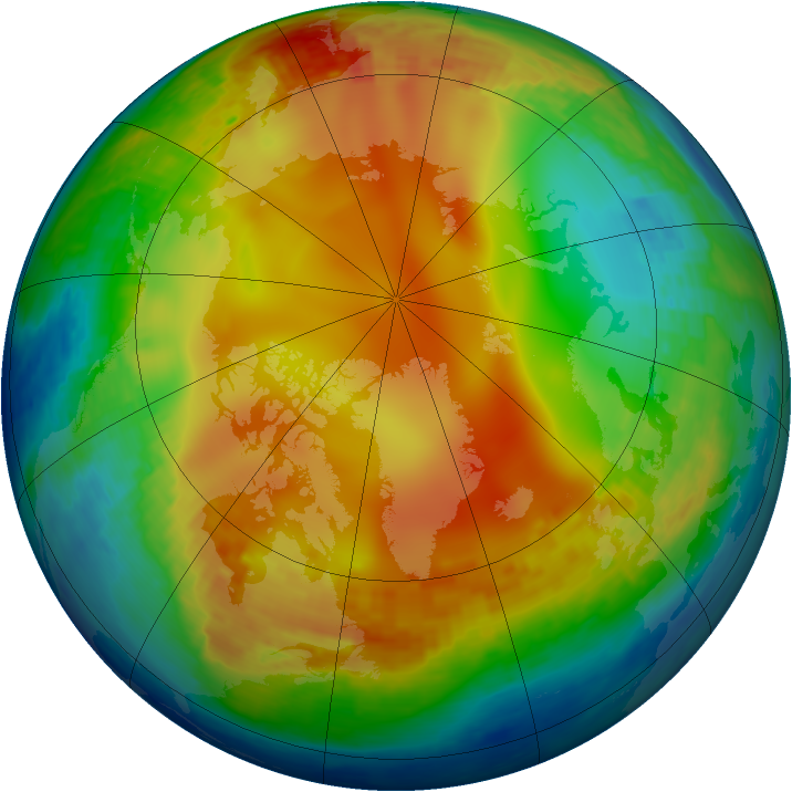 Arctic ozone map for 15 January 2004